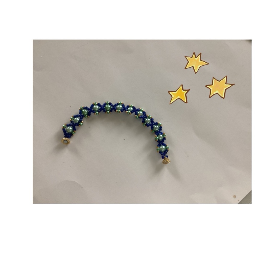 Blue and Green Beaded Bracelet